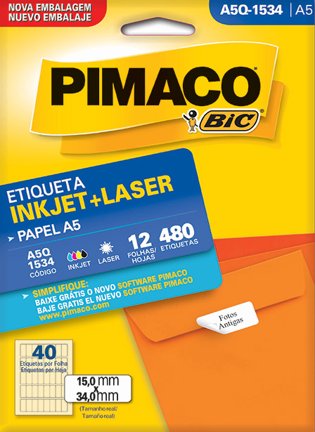 Etiqueta pimaco Q-1534 A5 envelope com 12 folhas