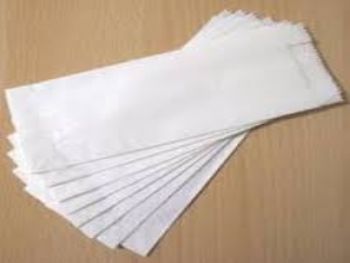 Saco de papel branco para talher 7 x 23 cm sem sanfona