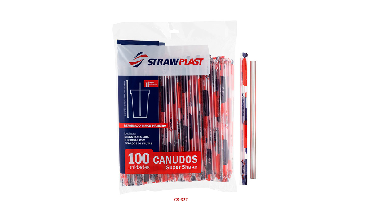 Canudo plastico super shake strawplast caixa com 1500 unidades CS-327