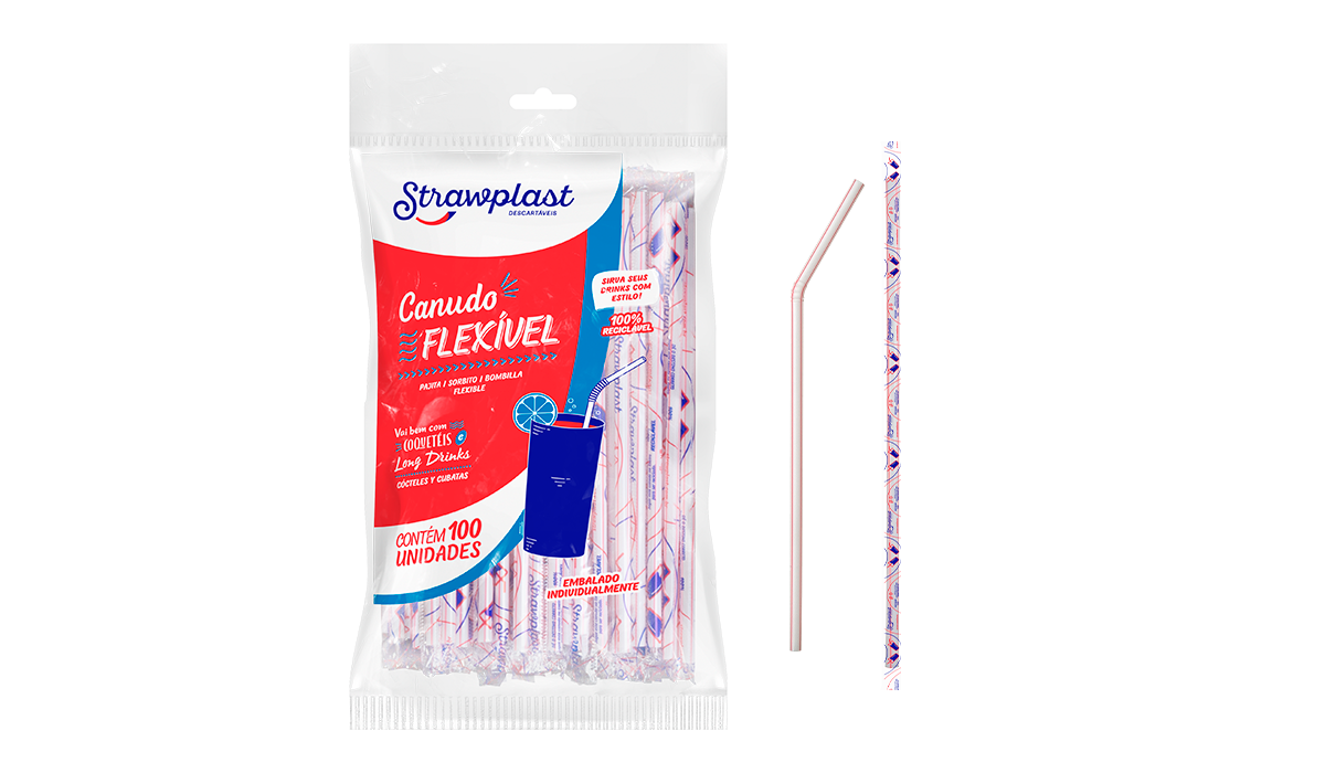 Canudo plastico flexivel sache strawplast caixa com 3000 unidades CS-304