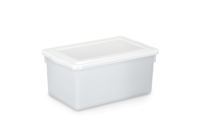 Caixa plastica 34,5 x 21,5 x 15,6 cm branca com tampa Pleion ref. 0512