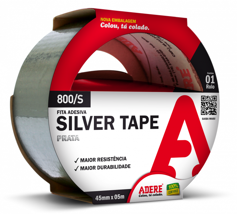 Fita adesiva 45 x 5 multiuso silver tape prata 800S adere