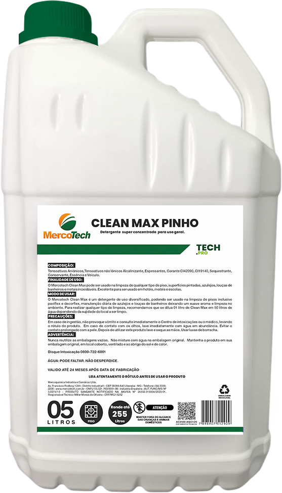Detergente clean max pinho 05 litros mercotech