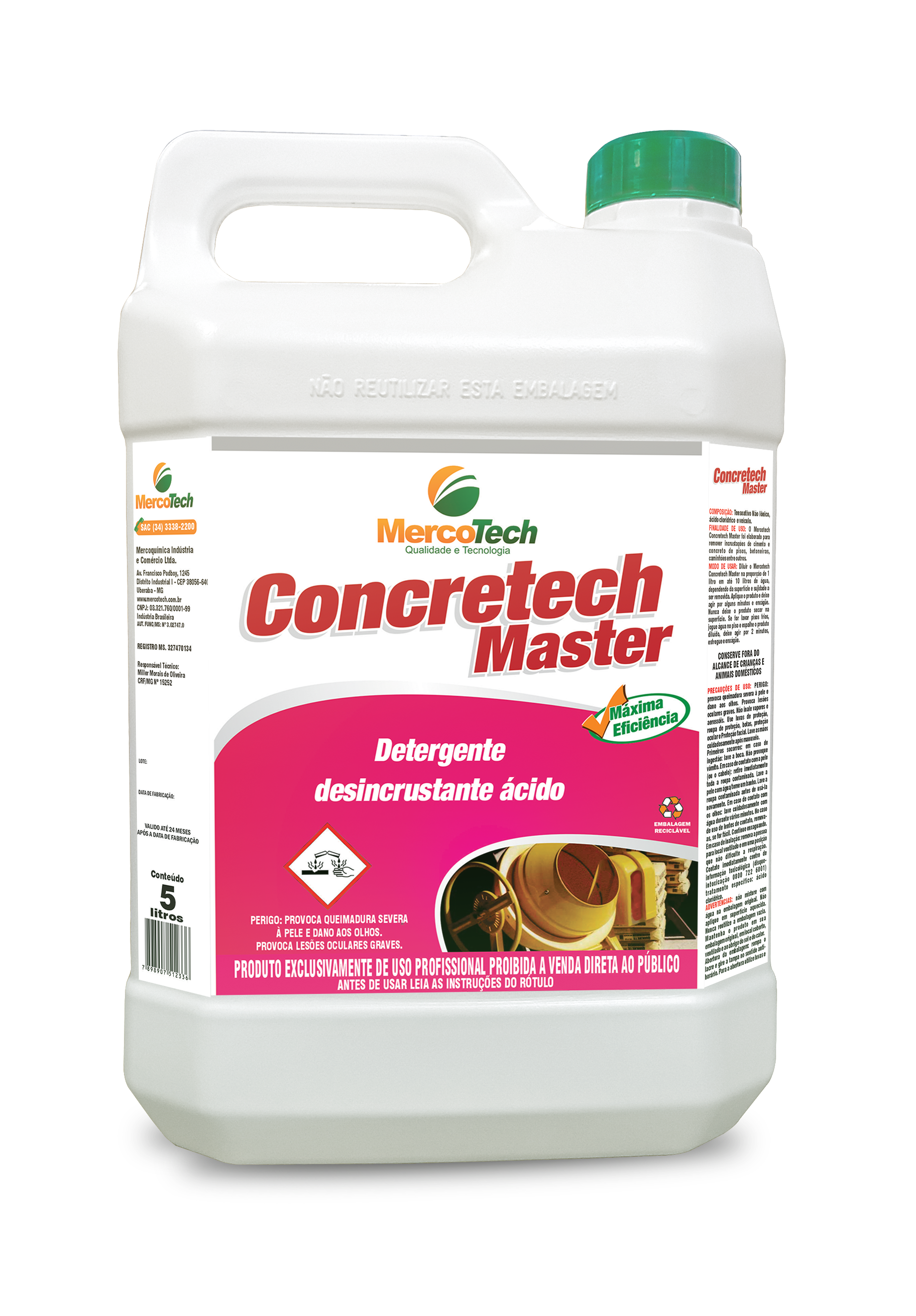 Detergente desincrustante concretech master 05 litros mercotech